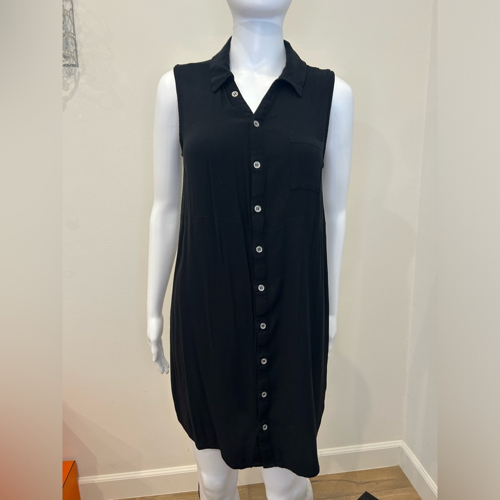 Chaser Button Down Black Shirt Dress